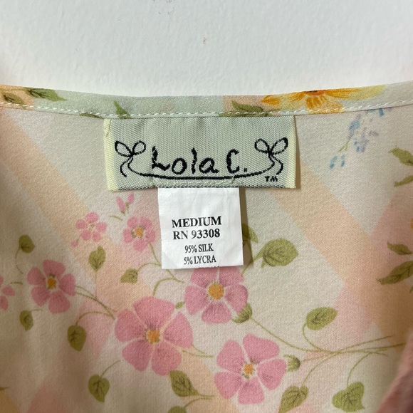 Vintage 90s Y2K Silk Lace Floral Mini Slip Dress - Picture 5 of 5